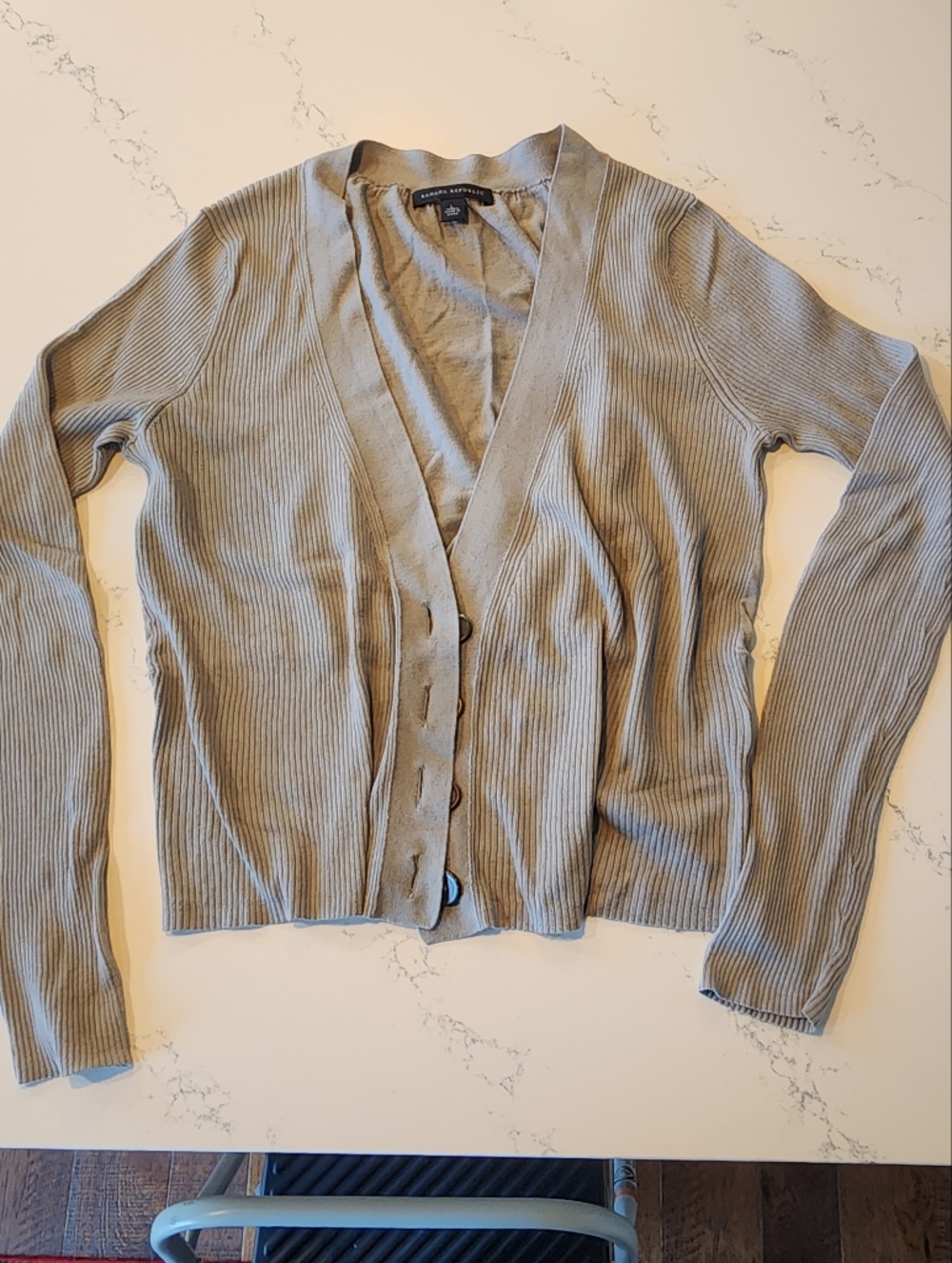 Banana Republic Ribbed Button Cardigan - Gray